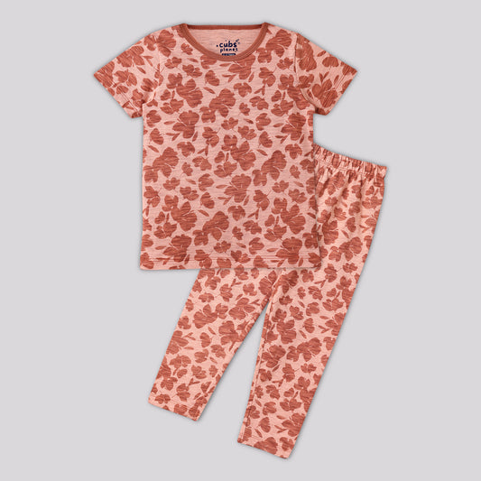 Autumn Rust Pajama Set Half Sleeve