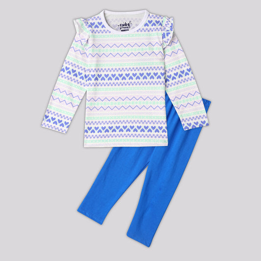 Frosty Hearts Ruffle Pajama Set