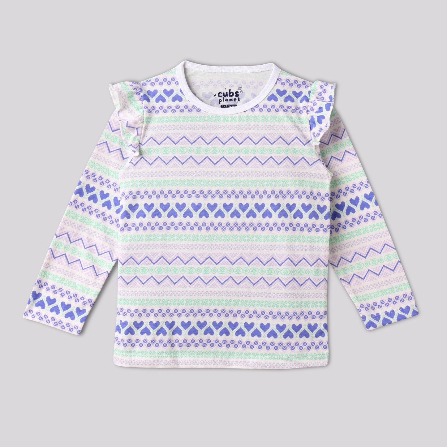 Frosty Hearts Ruffle Pajama Set