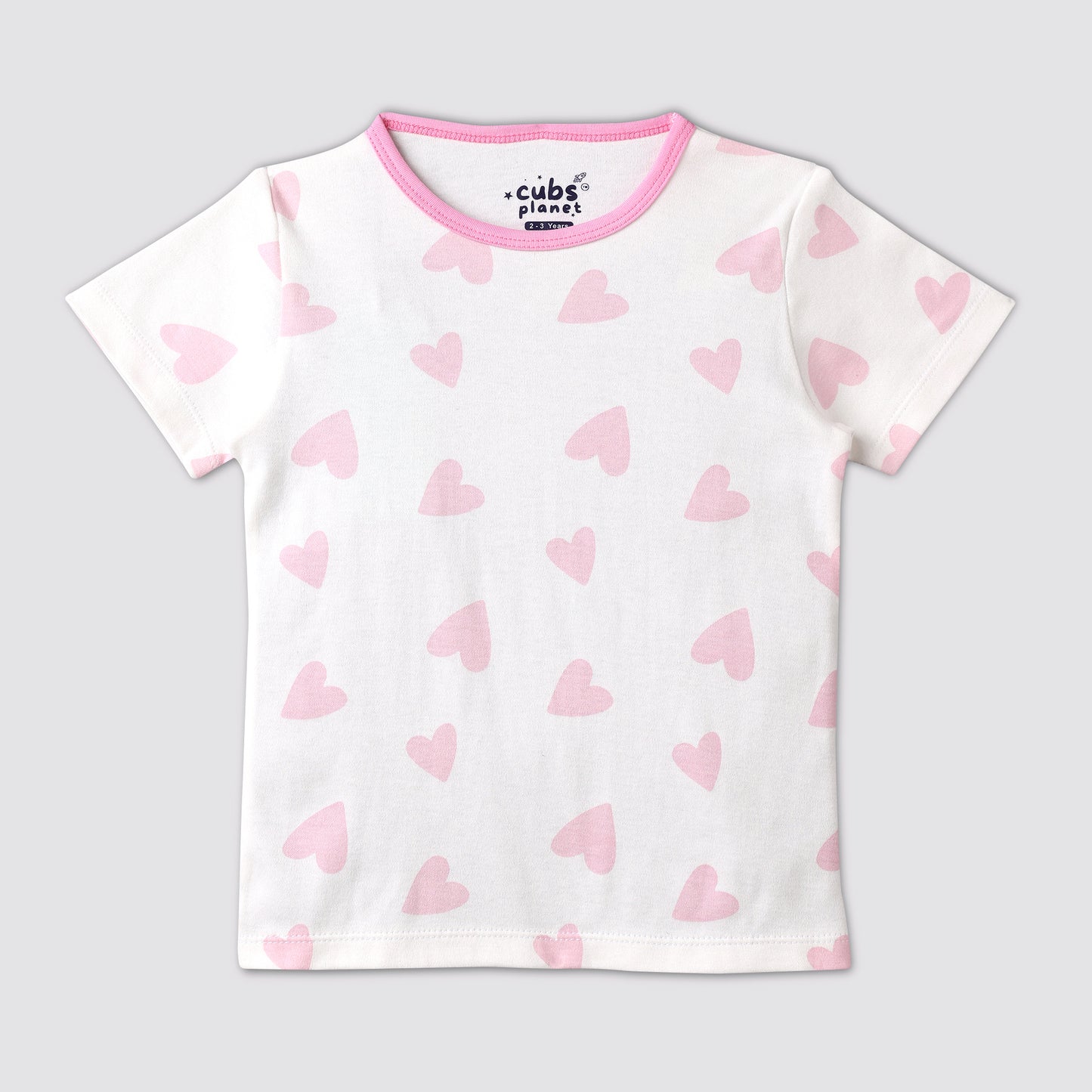 Pink Hugs Pajama Set Half Sleeve