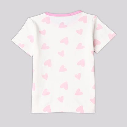 Pink Hugs Pajama Set Half Sleeve